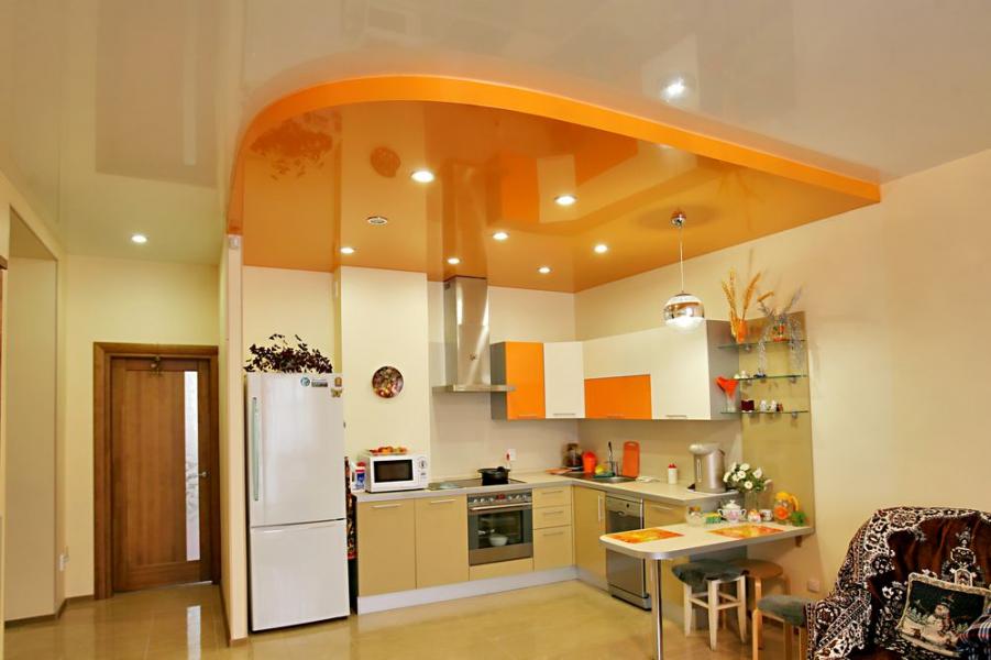Желтый потолок на кухне (78 фото)